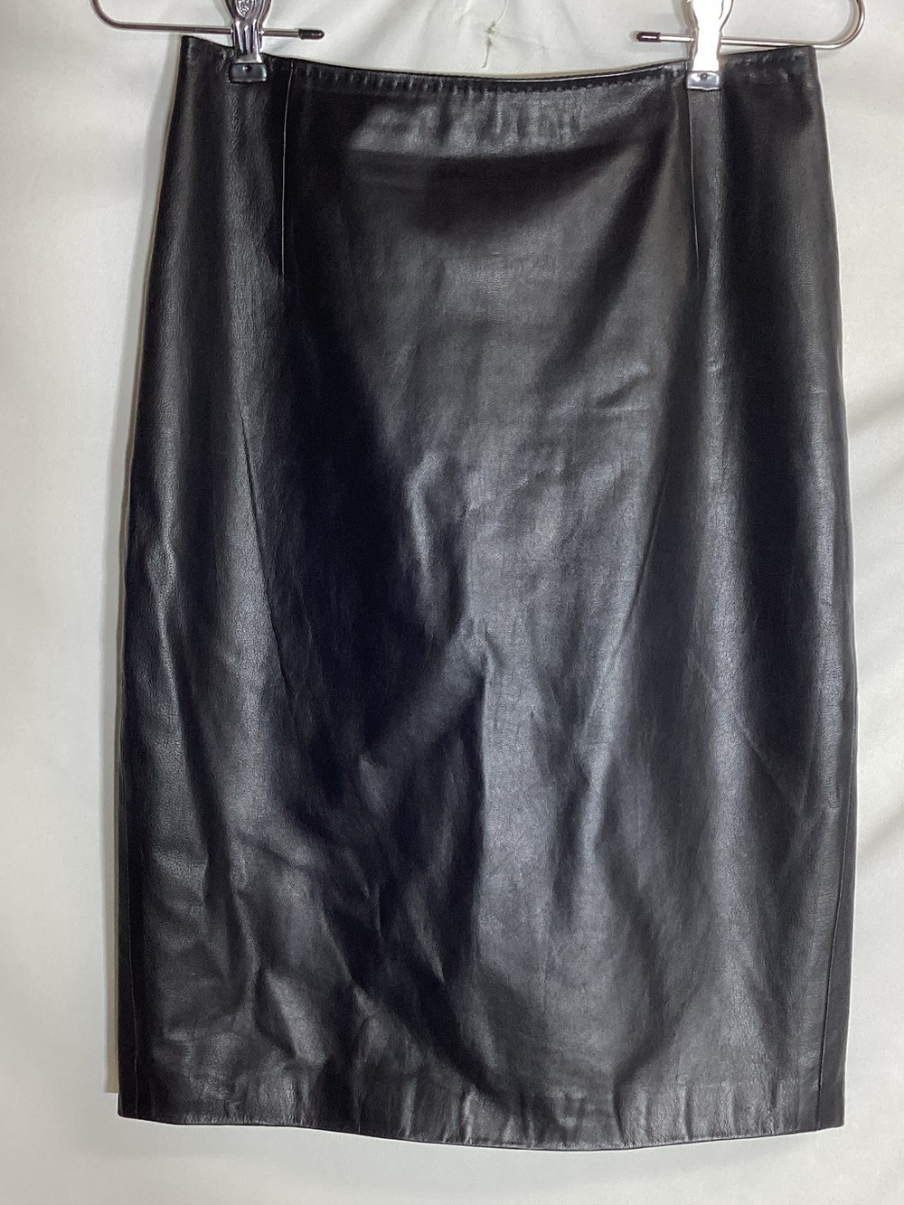 ELIE TAHARI 100% Leather Knee Length Pencil Skirt Black Size 2